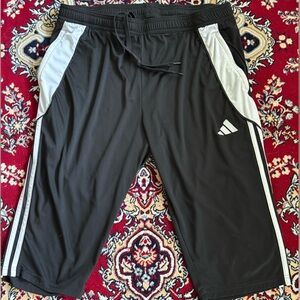 Adidas Men’s 2XL Tiro 3/4 Capri Athletic Jogger Pants Black White Striped